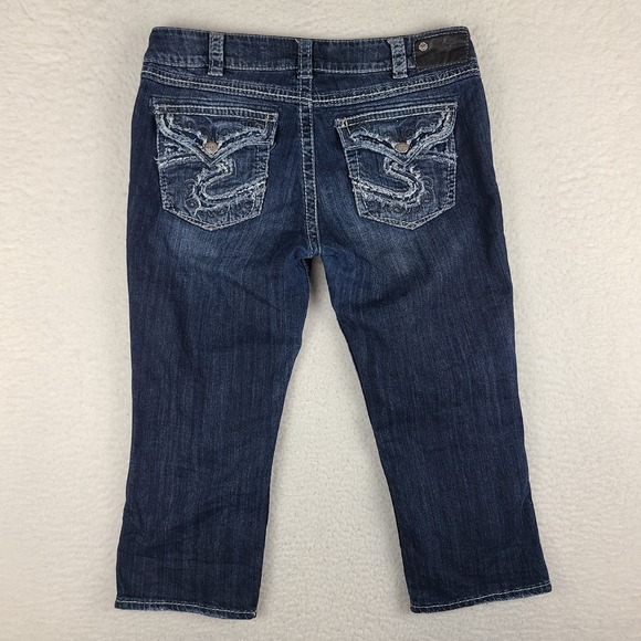 Silver Jeans‎ Womens 32 Blue Suki Flap Capri Mid Rise Dark Wash Denim - Picture 11 of 13